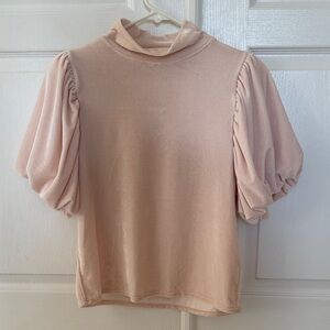 Free People Soft Pink Puff Sleeve Blouse